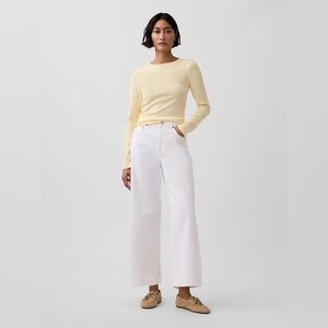 GAP High Rise Stride Wide-Leg Ankle Jeans - White - NEW - 29 / 8 Petite